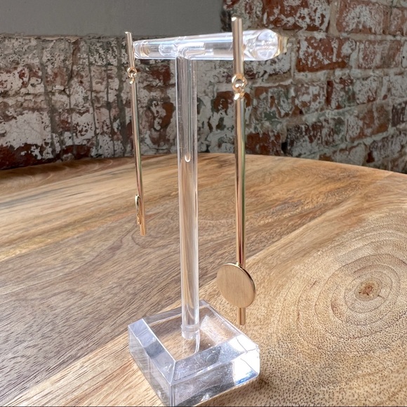 Brushed Metal Dangle Disc Earrings - Picture 4 of 16